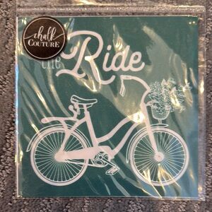 Chalk Couture Teal Bicycle Art